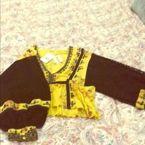 Free people black and yellow blouse